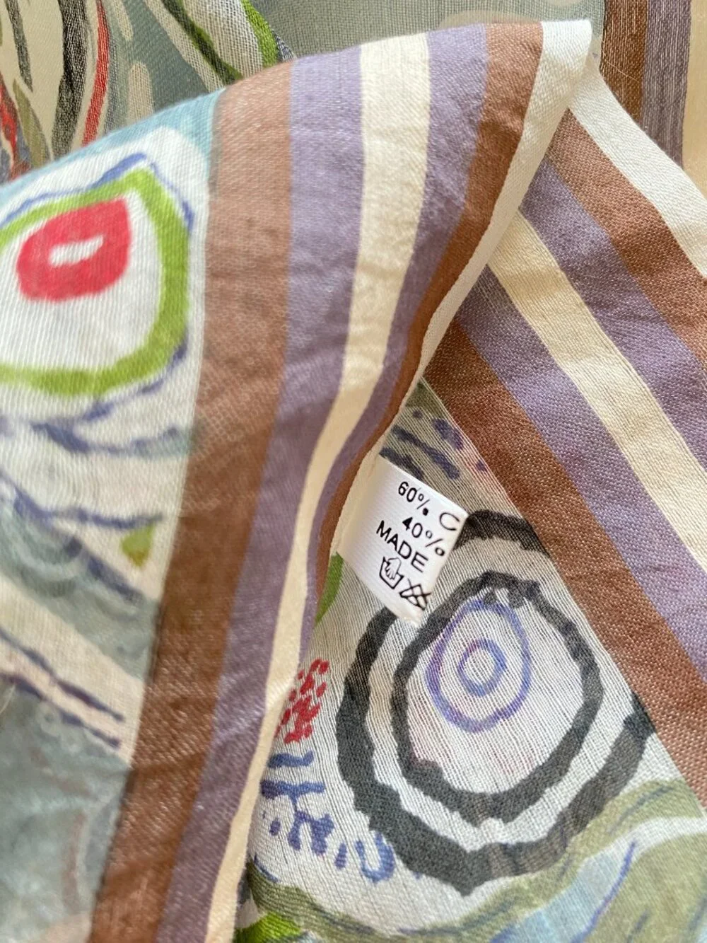 Silk Cotton Pastel Floral Large Rectangle Scarf Wrap Floral Fringed 70
